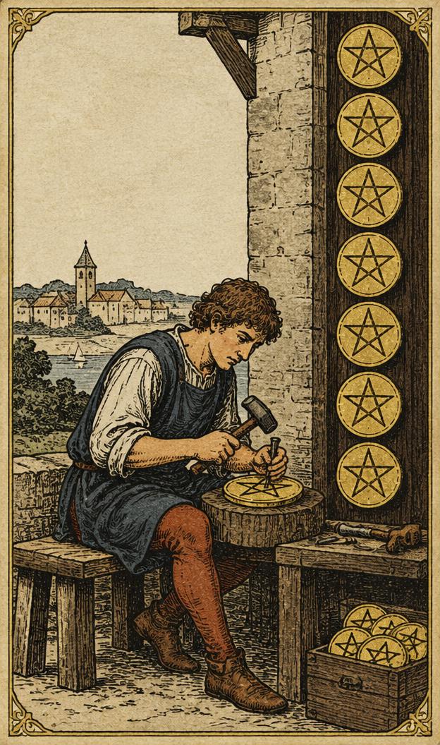 Eight of Pentacles tarot card