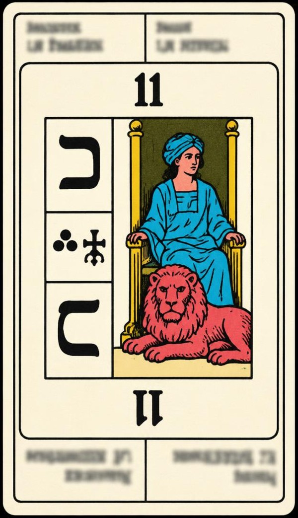 Card 11, STRENGTH - THE SOVEREIGN - NUMBER 11 -, from the Dr. Moorne deck