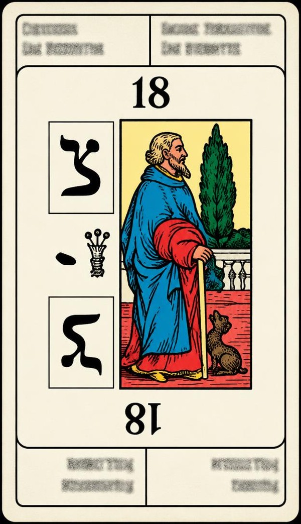 Card 18, THE HERMIT - FELONY - NUMBER 18 -, from the Dr. Moorne deck