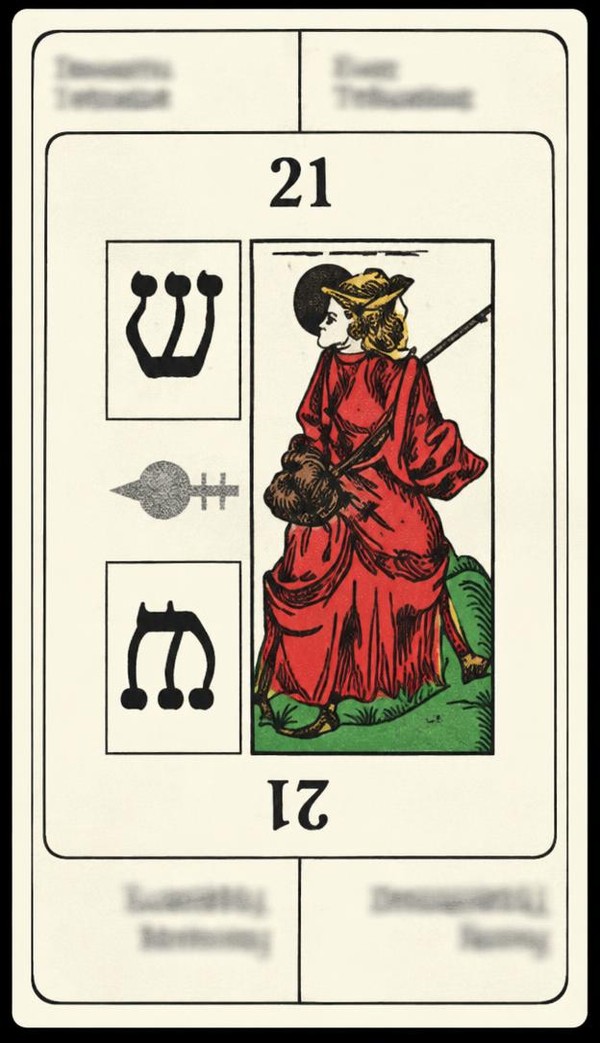 Card 21, TYRANNY - RECKLESSNESS - NUMBER 21 -, from the Dr. Moorne deck