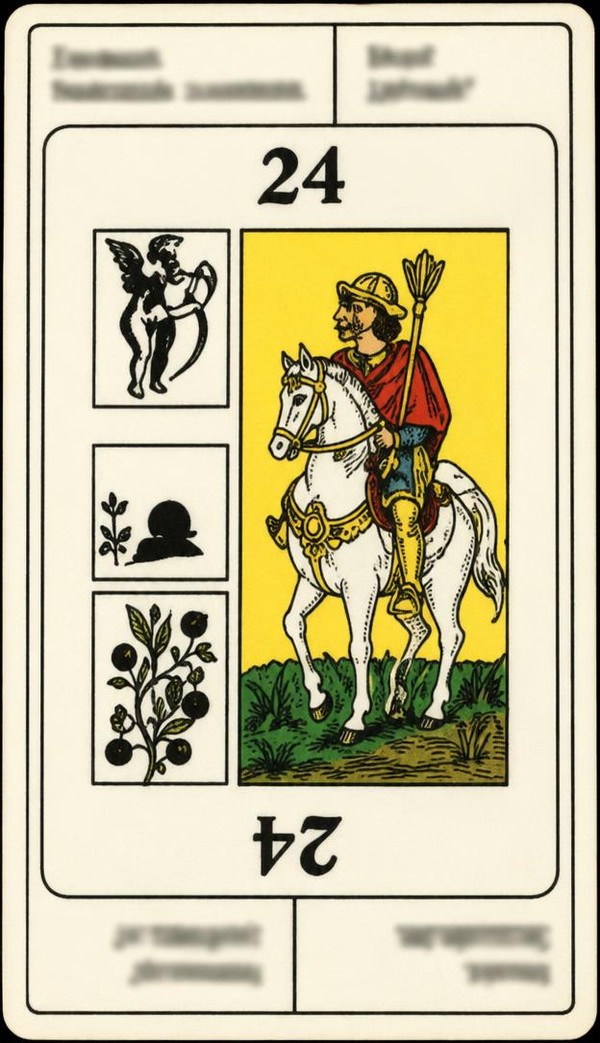 Card 24, DEPARTURE, EVASION - DISUNION - NUMBER 24 -, from the Dr. Moorne deck