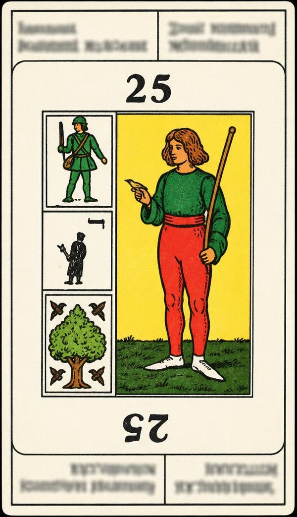 Card 25, GOOD NEWS - BAD NEWS - NUMBER 25 -, from the Dr. Moorne deck