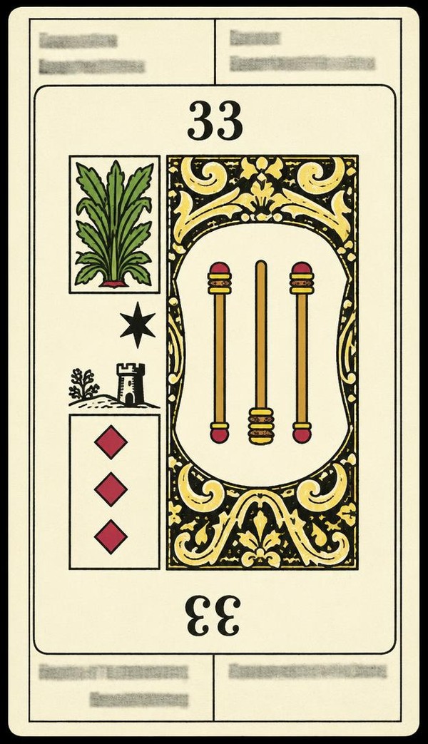 Card 33, ENTERPRISES - COMFORT, JOY - NUMBER 33 -, from the Dr. Moorne deck