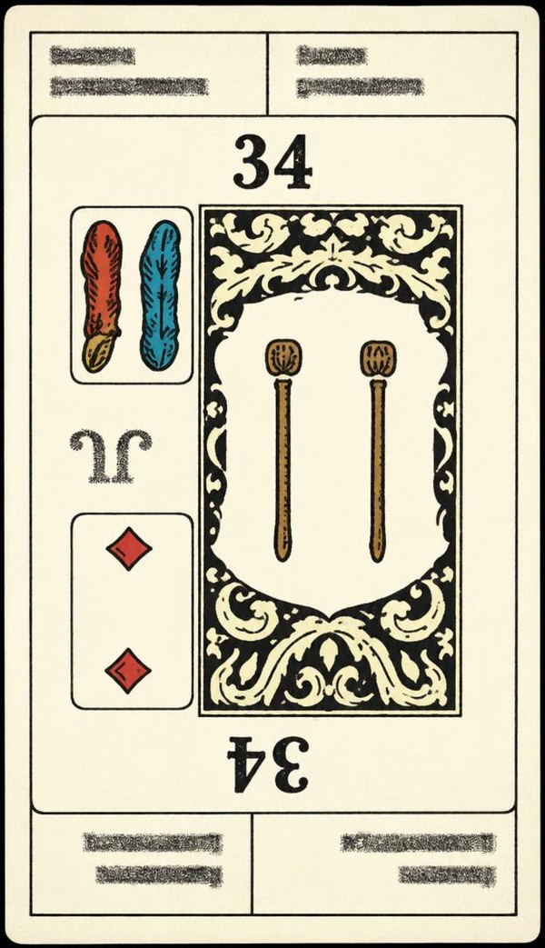 Card 34, GRIEF - SURPRISE - NUMBER 34 -, from the Dr. Moorne deck