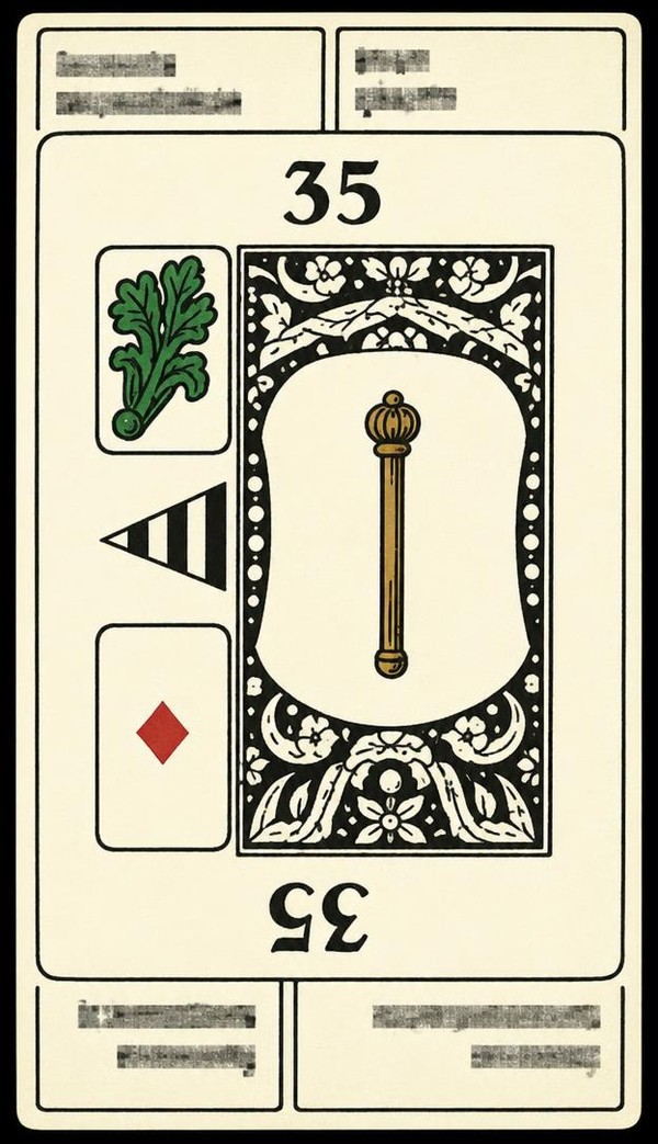 Card 35, DECLINE - BIRTH - NUMBER 35 -, from the Dr. Moorne deck