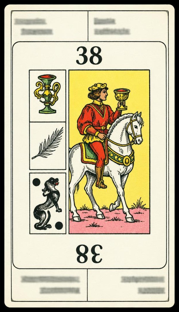Card 38, ARRIVAL - DECEITS - NUMBER 38 -, from the Dr. Moorne deck