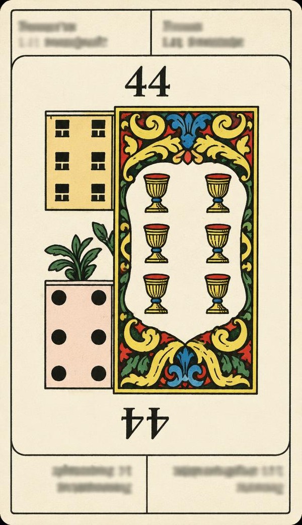 Card 44, THE PAST - THE FUTURE - NUMBER 44 -, from the Dr. Moorne deck
