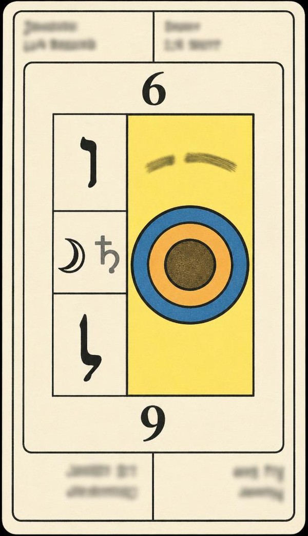 Card 6, THE NIGHT, THE DAY - NUMBER 6 -, from the Dr. Moorne deck