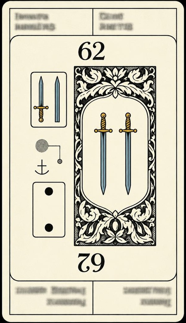 Card 62, FRIENDSHIP - FALSEHOOD - NUMBER 62 -, from the Dr. Moorne deck