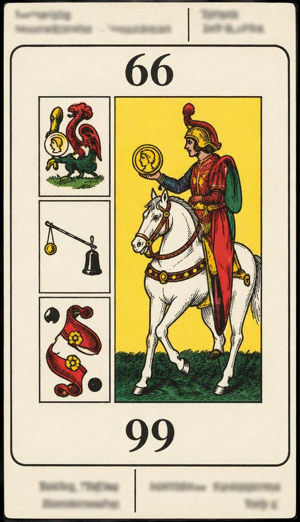 Card 66, PROFIT, UTILITY - INACTION, FIRE - NUMBER 66 -, from the Dr. Moorne deck