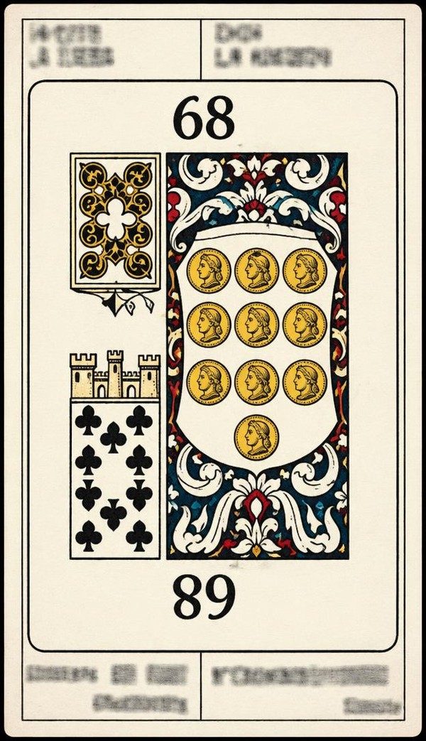 Card 68, THE HOUSE - GAMBLING, PROFIT - NUMBER 68 -, from the Dr. Moorne deck