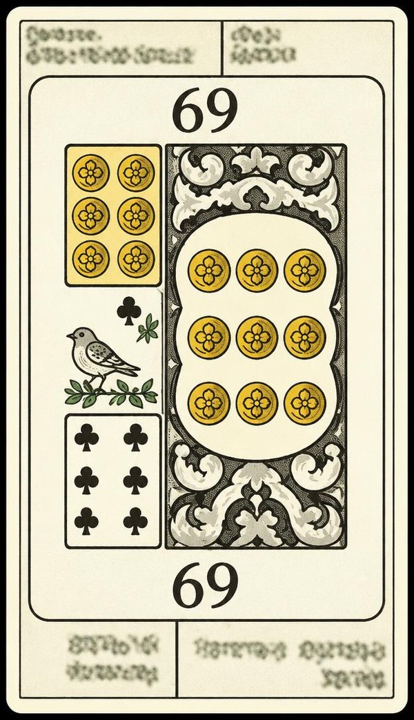 Card 69, EFFECT, DISPOSSESSION - FRAUD, DECEIT - NUMBER 69 -, from the Dr. Moorne deck