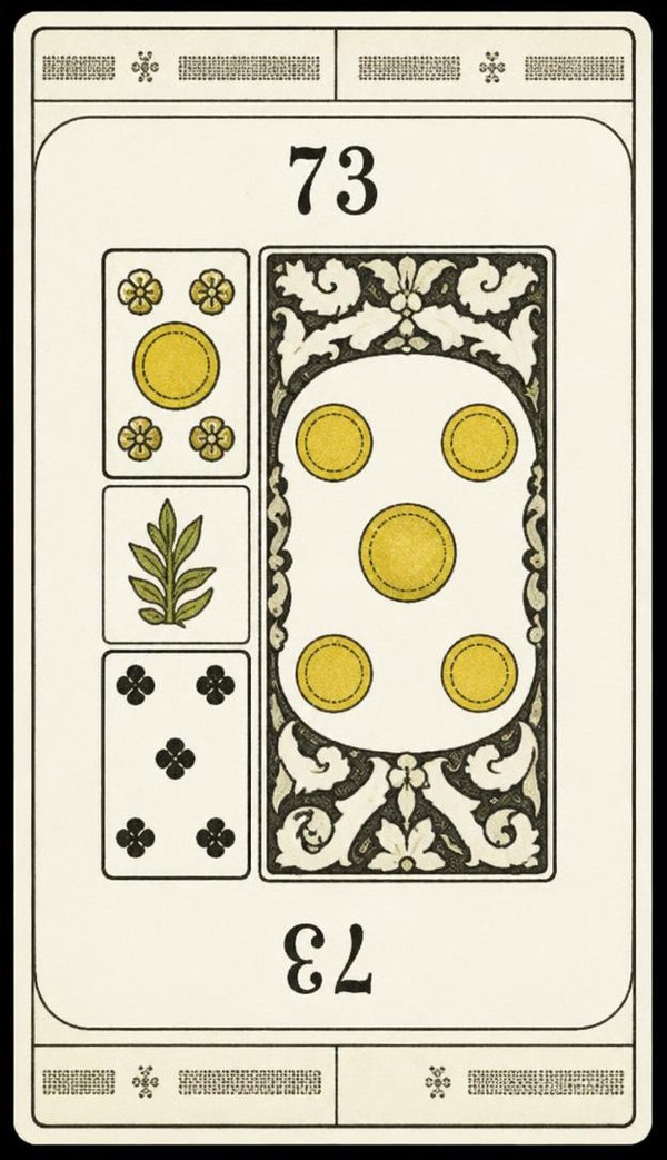 Card 73, LOVER, LOVES - DISORDER - NUMBER 73 -, from the Dr. Moorne deck